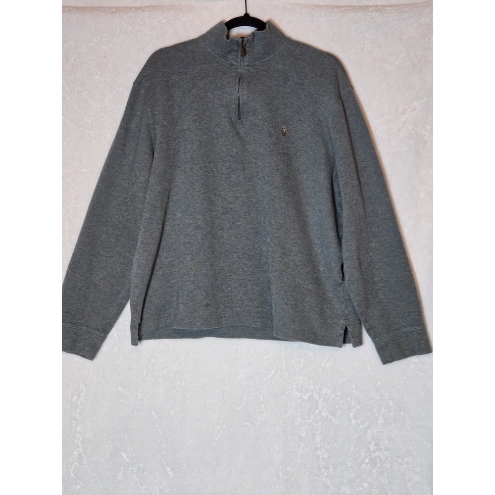 Polo Ralph Lauren Men's Size Large 1/4 Zip Cotton Pullover Sweater Green